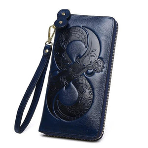 Lucky Leather Wallet Women Long Real Cowhide Purses Female Clutch Bag