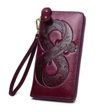 Lucky Leather Wallet Women Long Real Cowhide Purses Female Clutch Bag