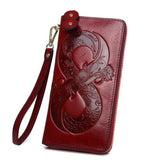 Lucky Leather Wallet Women Long Real Cowhide Purses Female Clutch Bag