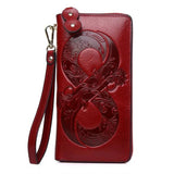 Lucky Leather Wallet Women Long Real Cowhide Purses Female Clutch Bag