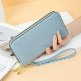 Women Wallet Bow Ladies Clutch Bag Double Zipper Hand Strap Star 829