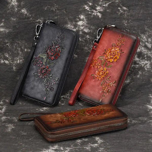 Embossed Ladies Wallet Long Multi-card Purse Clutch Bag