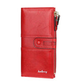 Women's Long Purse Card Zipper Wallet Oil Wax Leather Large Capacity Handbag