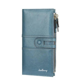 Women's Long Purse Card Zipper Wallet Oil Wax Leather Large Capacity Handbag