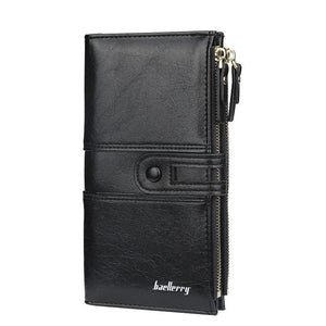 Women's Long Purse Card Zipper Wallet Oil Wax Leather Large Capacity Handbag