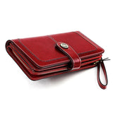 Cowhide RFID Wallet Women Oil Wax Female Purse Leather Clutch Vintage