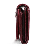 Cowhide Women Clutch Wallet RFID Leather Long Zipper Purse Red