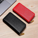 Leather Ladies Water Ripple Long Wallet Clutch Mujer Monedas Y Tarjetas