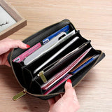 Leather Ladies Water Ripple Long Wallet Clutch Mujer Monedas Y Tarjetas