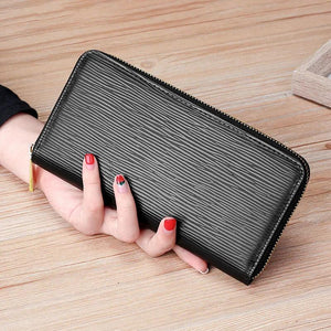 Leather Ladies Water Ripple Long Wallet Clutch Mujer Monedas Y Tarjetas