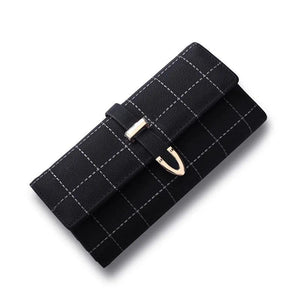 Three Fold Wallet Diamond Lattice Women's PU Wallets Hasp Closure