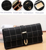 Three Fold Wallet Diamond Lattice Women's PU Wallets Hasp Closure