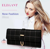 Three Fold Wallet Diamond Lattice Women's PU Wallets Hasp Closure
