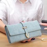 Three Fold Wallet Diamond Lattice Women's PU Wallets Hasp Closure