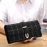 Three Fold Wallet Diamond Lattice Women's PU Wallets Hasp Closure