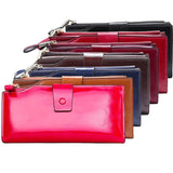 Leather RFID Long Wallet Women Hasp Zipper Clutch Purse
