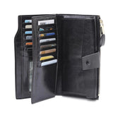 Leather RFID Long Wallet Women Hasp Zipper Clutch Purse