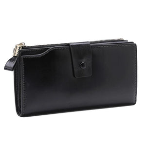 Leather RFID Long Wallet Women Hasp Zipper Clutch Purse