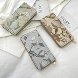 Women's PU Embroidered Floral Long Wallet