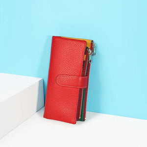 Colorful Patch Long Wallet with Zipper for Women