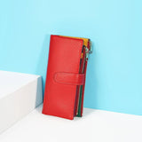 Colorful Patch Long Wallet with Zipper for Women