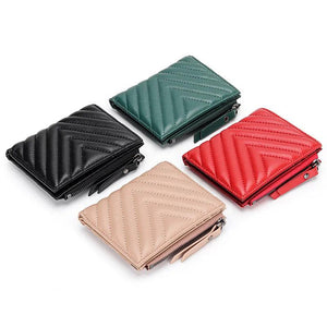 Women Small Wallet Leather Ladies Short Purse High Capacity Sheepskin Money Bag