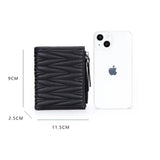 Women Small Wallet Leather Ladies Short Purse High Capacity Sheepskin Money Bag