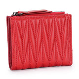 Women Small Wallet Leather Ladies Short Purse High Capacity Sheepskin Money Bag