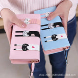 Cute Cat Printed Women's Wallet with Phone Bag