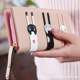 Cute Cat Printed Women's Wallet with Phone Bag