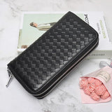 Leather Weave Clutch Bag Long Wallet Lady Cow Leather Women Business Money Bags