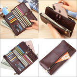 Leather Men Clutch Cellphone Bag Long Wallet Real Leather Wallets