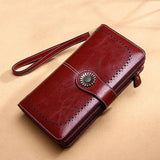 Women's Zipper Leather Clutch Wallet Large Capacity