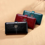 Women's Zipper Leather Clutch Wallet Large Capacity