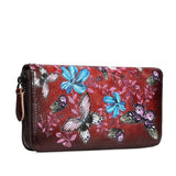 Women Wallets Purses Leather Wristband Flowers Butterfly Long Purse