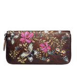 Women Wallets Purses Leather Wristband Flowers Butterfly Long Purse