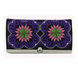 Bohemia Cross Stitch Hasp Women Purse Lucky Flower Pattern Vintage Wallets