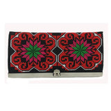 Bohemia Cross Stitch Hasp Women Purse Lucky Flower Pattern Vintage Wallets