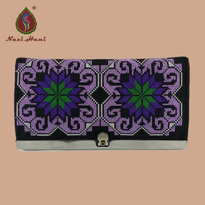 Bohemia Cross Stitch Hasp Women Purse Lucky Flower Pattern Vintage Wallets