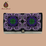 Bohemia Cross Stitch Hasp Women Purse Lucky Flower Pattern Vintage Wallets