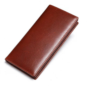 Men Women Leather Clutch Wallet Long Purses First Layer Real Leather Retro Big