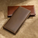 Men Women Leather Clutch Wallet Long Purses First Layer Real Leather Retro Big