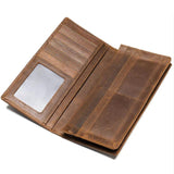 Men Women Leather Clutch Wallet Long Purses First Layer Real Leather Retro Big