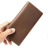Men Women Leather Clutch Wallet Long Purses First Layer Real Leather Retro Big