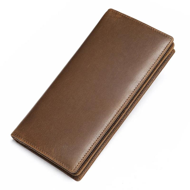 Men Women Leather Clutch Wallet Long Purses First Layer Real Leather Retro Big