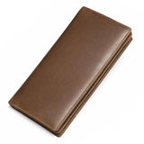 Men Women Leather Clutch Wallet Long Purses First Layer Real Leather Retro Big