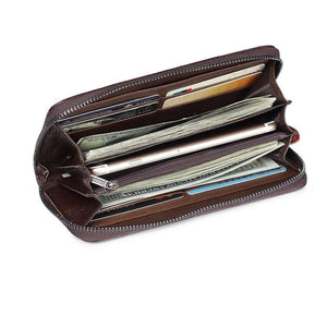 Leather Floral Long Wallet Clutch Purse Real Leather Unisex Wrist Wallets