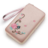 Women Floral Purse Long Cat Wallet Female Clutch Leather Large Purse
