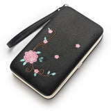 Women Floral Purse Long Cat Wallet Female Clutch Leather Large Purse