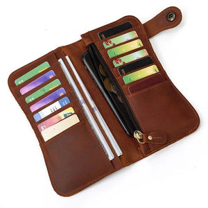 Men Women Leather Clutch Wallet Business Portomonee Purse